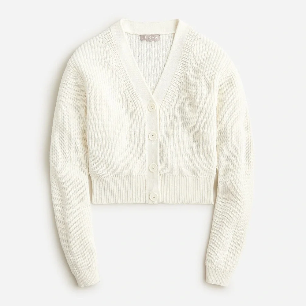 J.Crew Cotton-blend cropped V-neck cardigan sweater